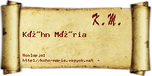 Kóhn Mária névjegykártya